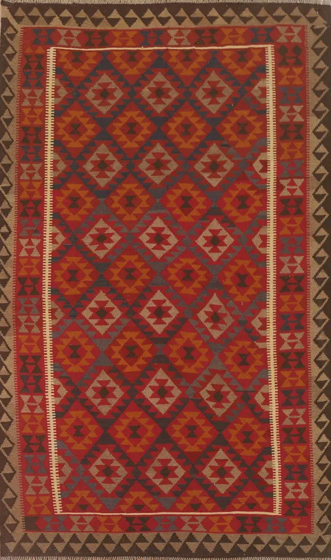 Geometric Kilim Reversible Wool Area Rug 7x10
