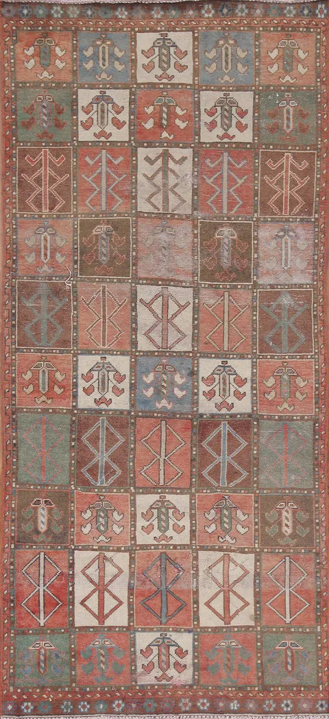 Geometric Bakhtiari Persian Runner Rug 4x9