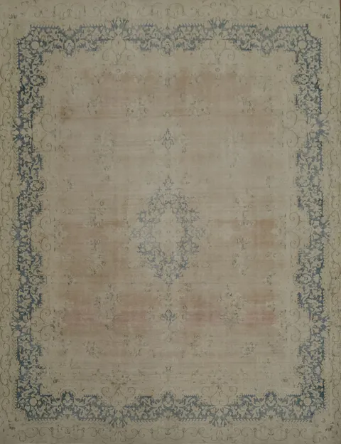 Distressed Muted Pink Kerman Persian Area Rug 10x12