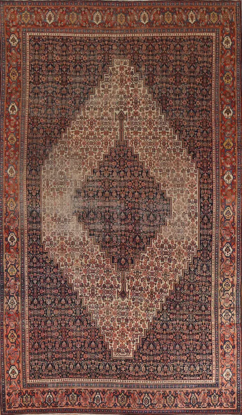 Pre-1900 Antique Vegetable Dye Senneh Persian Area Rug 7x12