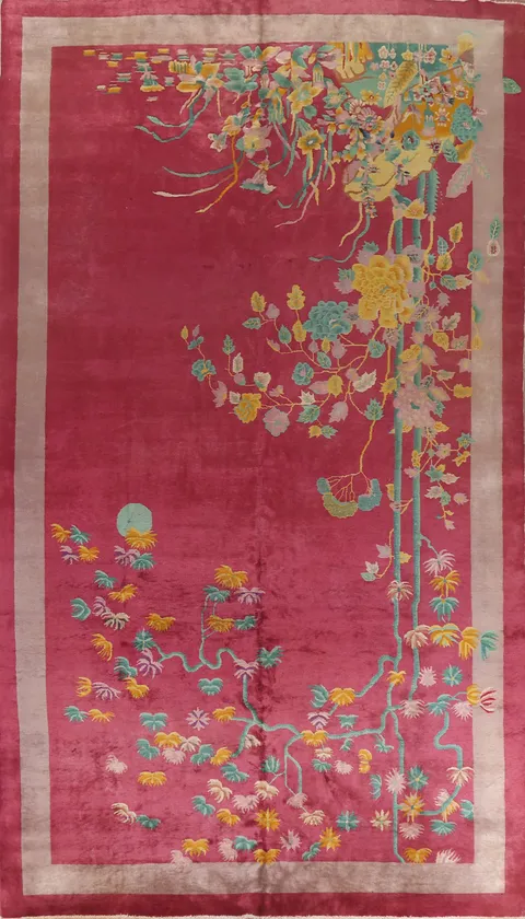 Vibrant Floral Art Deco Nichol Chinese Rug with Artistic Asian-Inspired Detailing 9x14