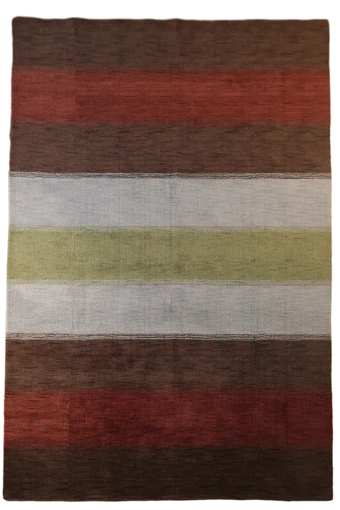 Chic Red and Brown Striped Rug for Contemporary Decor 7x10