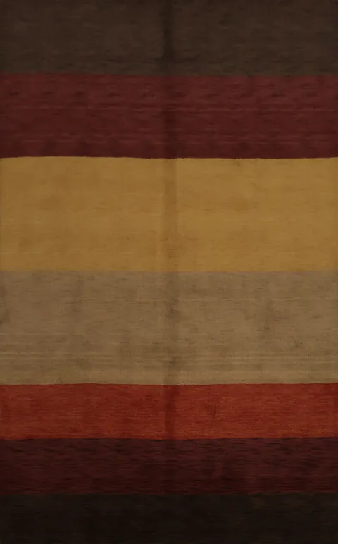 Contemporary Earthy Striped Gabbeh Area Rug 7x10 with Rich Tones