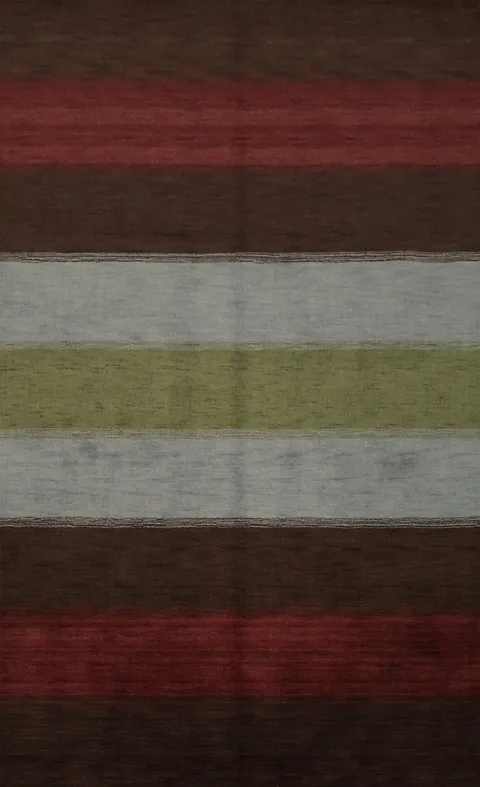 Contemporary Red and Brown Striped Rug for Modern Living Spaces 7x10