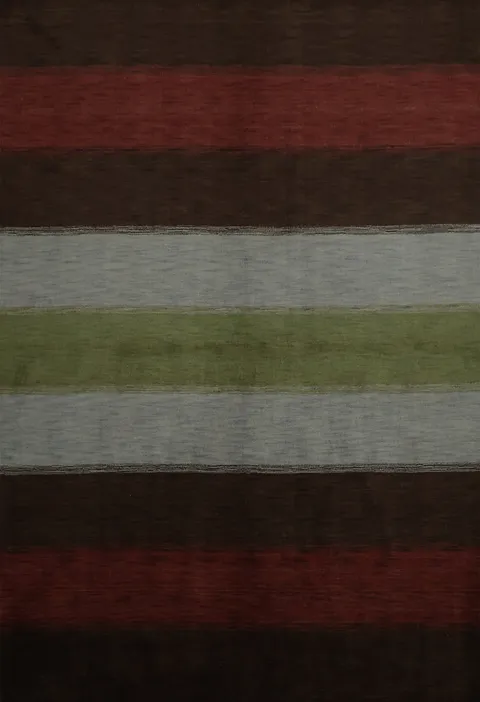 Elegant Multi-Stripe Gabbeh Area Rug 8x10 with Warm Earthy Tones