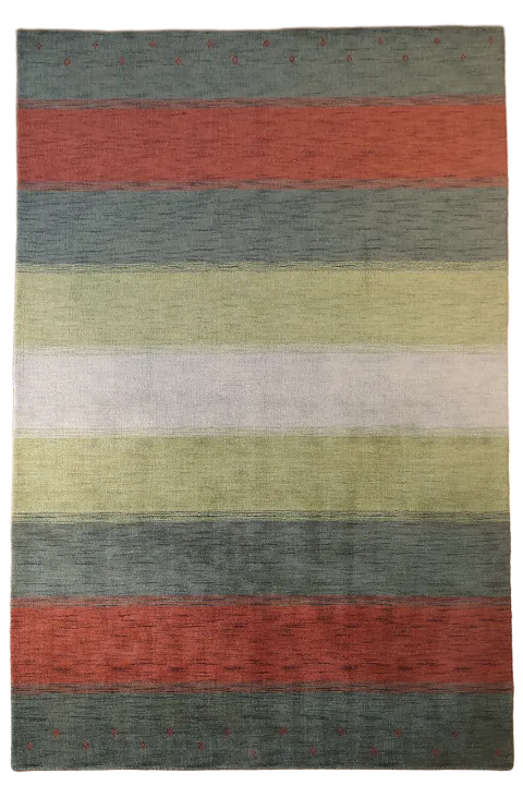 Colorful Modern Wool Gabbeh Rug with Gradient Stripes 7x10