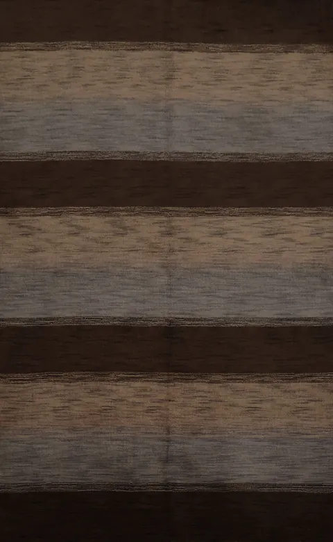 Elegant Earth Tone Striped Handcrafted Gabbeh Area Rug 5x8