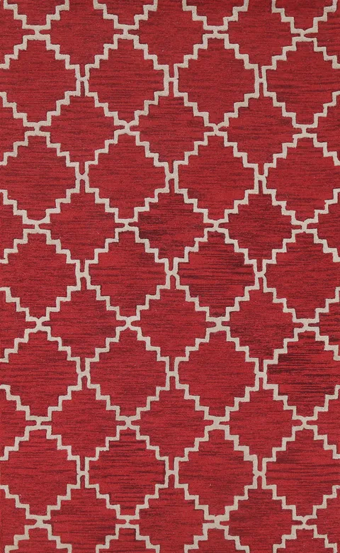Chic Red and White Patterned Rug for Stylish Living Spaces 5x8