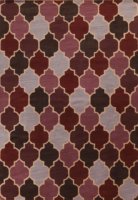 Hand-Tufted Moroccan Trellis Oriental Area Rug 8x11