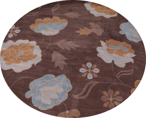 Floral Agra Oriental Area Rug 10x10 Round