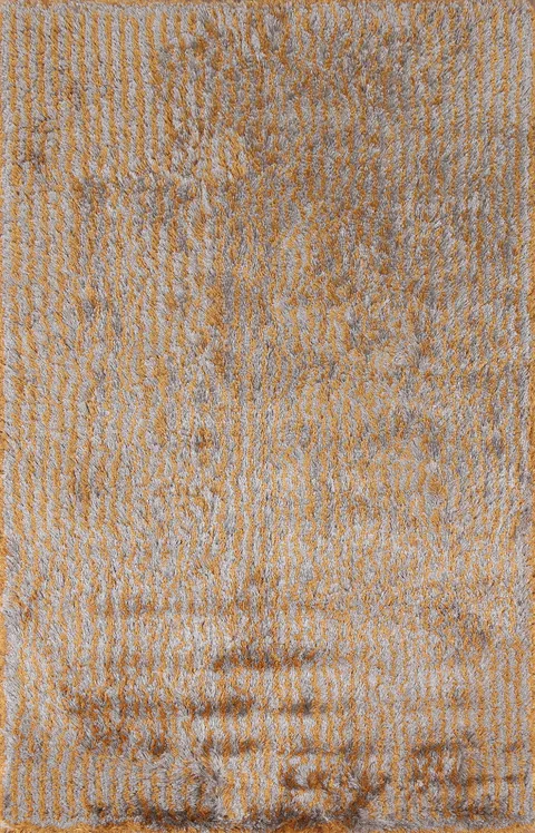 Striped Plush Shaggy Oriental Area Rug 5x8