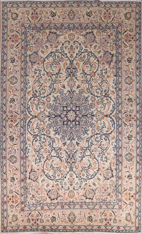 Vintage Floral Wool Kashmar Persian Area Rug 7x10