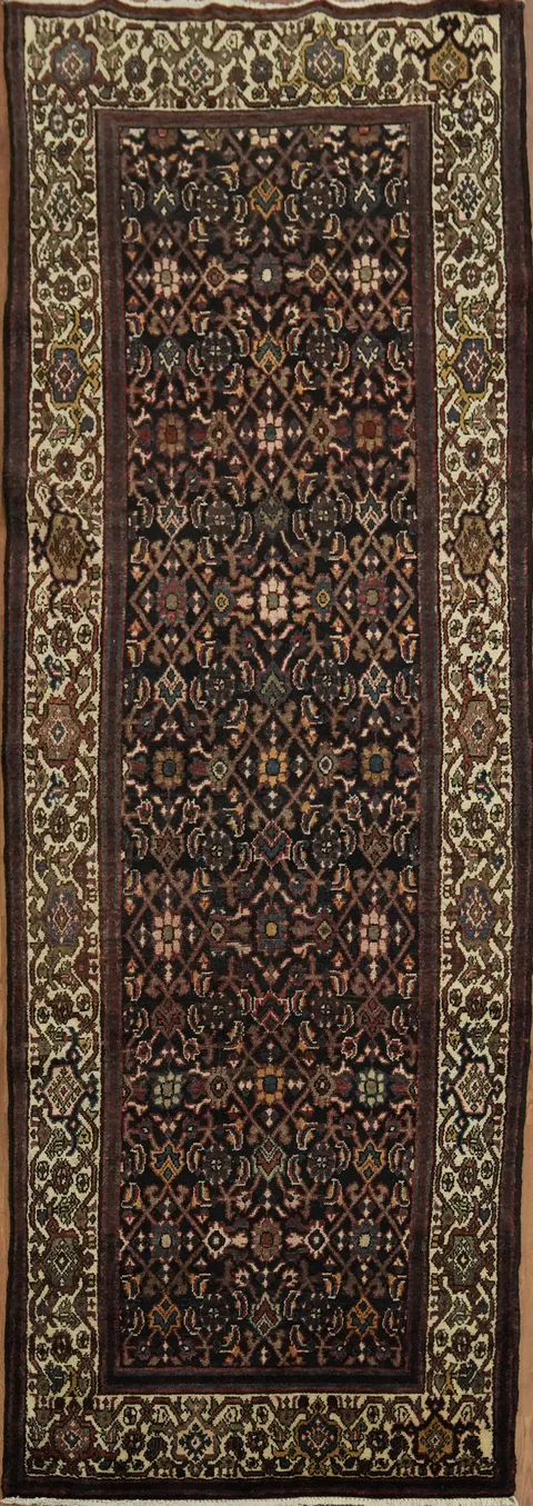 Vintage-Traditional Navy Blue Persian Runner Rug Perfect for Hallways 3x10