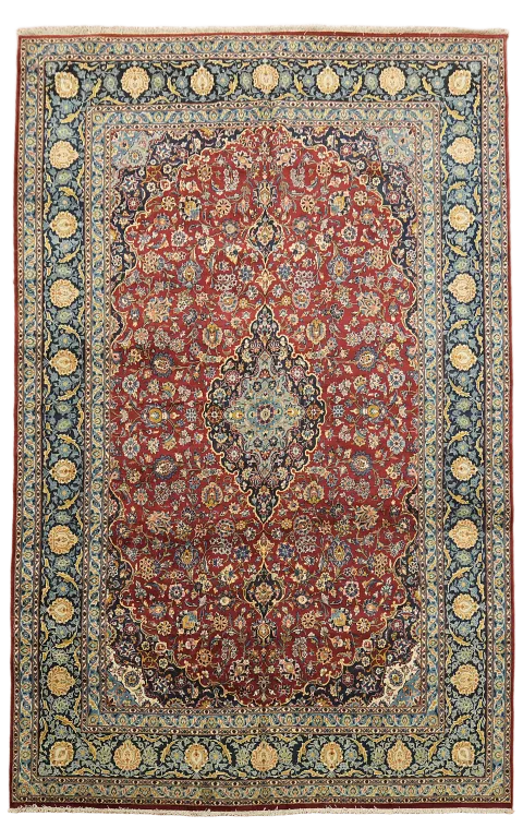 Vegetable Dye Kashan Persian Lage Red Rug 9x14