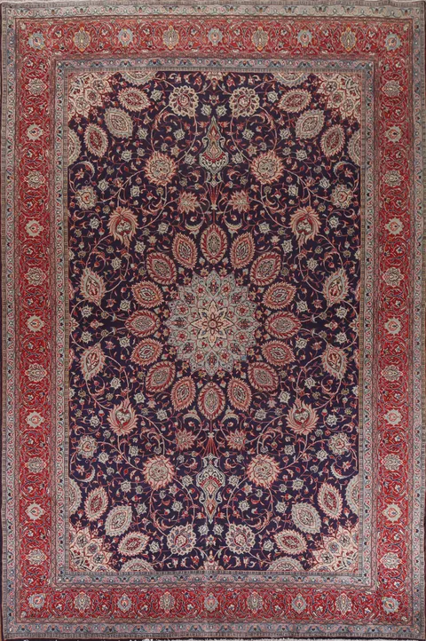 Floral Wool Sarouk Persian Area Rug 9x13