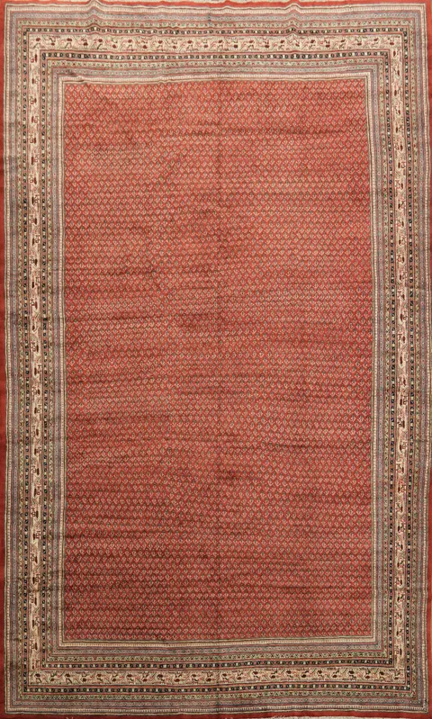 Red All-Over Botemir Persian Palace Rug with Detailed Border Design 11x18