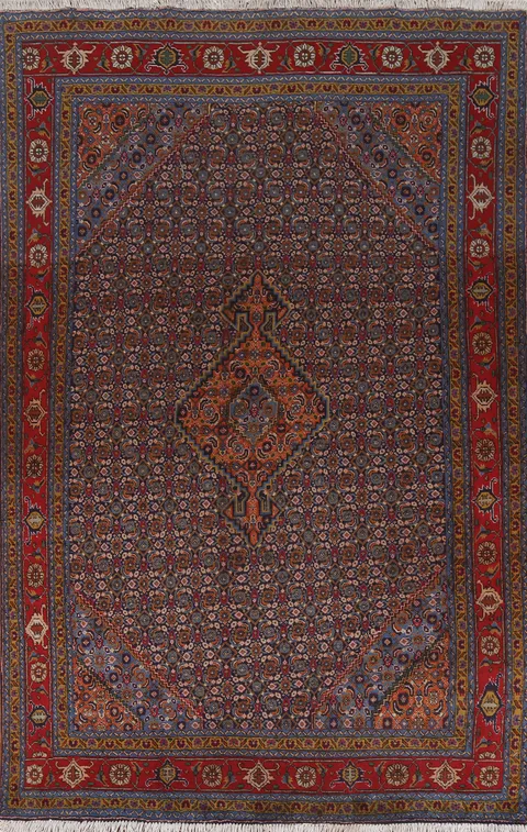 Vintage Geometric Ardebil Persian Area Rug 6x10