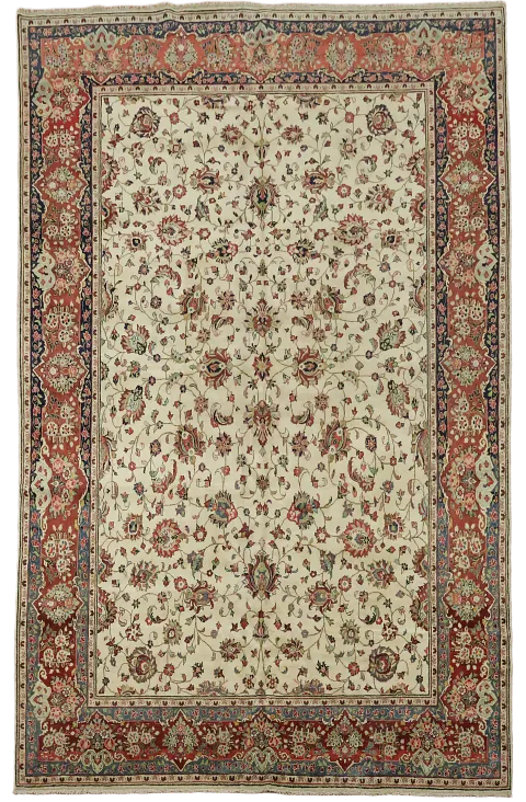 Vintage Floral Ivory Mahal Persian Living Room Rug  8'x12'