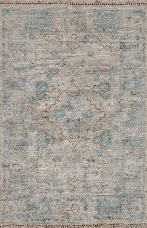 Geometric Oushak Turkish Wool Rug 2x3