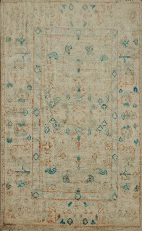Muted Geometric Oushak Oriental Area Rug 2x3