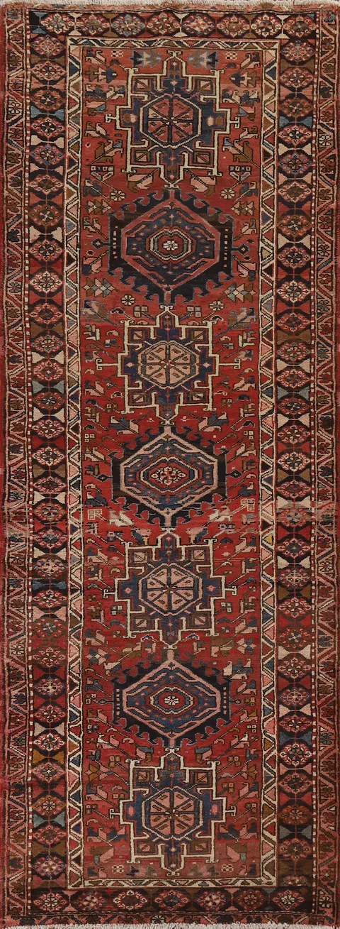 Geometric Gharajeh Persian Runner Rug 4x11