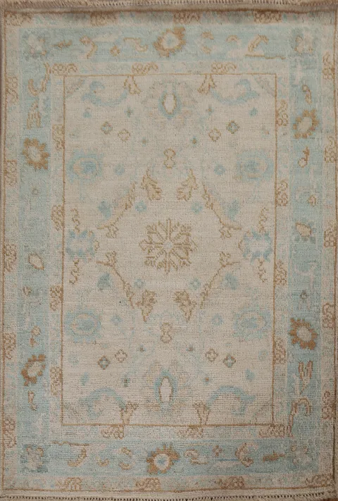 Geometric Oushak Oriental Wool Rug 3x4