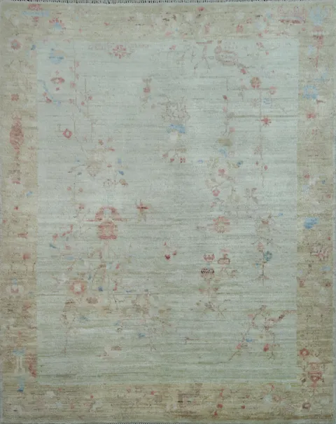 Muted Art Deco Oriental Area Rug Wool 4x5