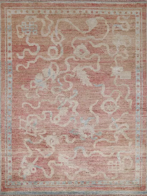 Abstract Art Deco Oriental Area Rug 4x5