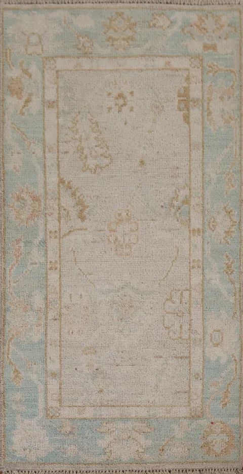 Hand-Knotted Oushak Turkish Wool Rug 2x4