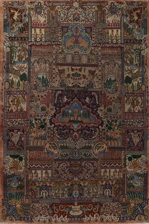 Animal Pictorial Kashmar Persian Area Rug 10x13