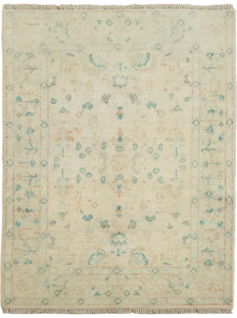 Vegetable Dye Oushak Turkish Wool Rug 3x4