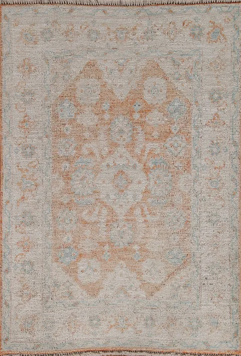 Vegetable Dye Oushak Turkish Wool Rug 3x4