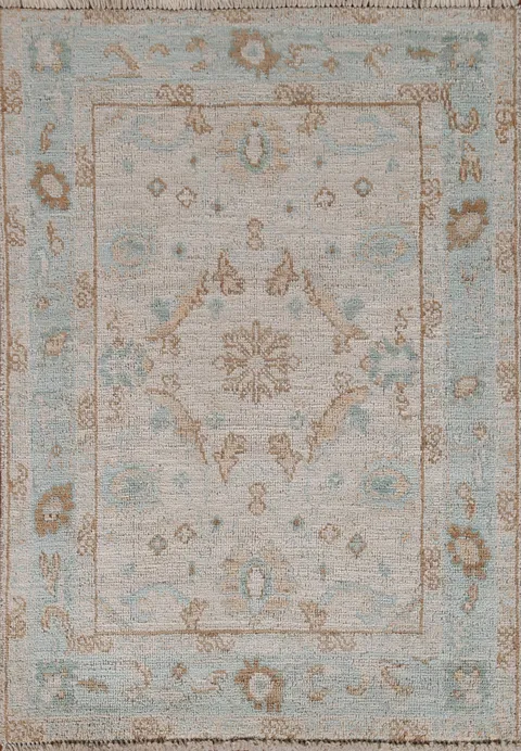 Vegetable Dye Oushak Turkish Wool Rug 3x4