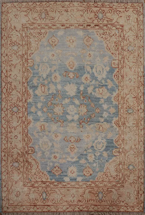 Vegetable Dye Oushak Turkish Wool Rug 3x4