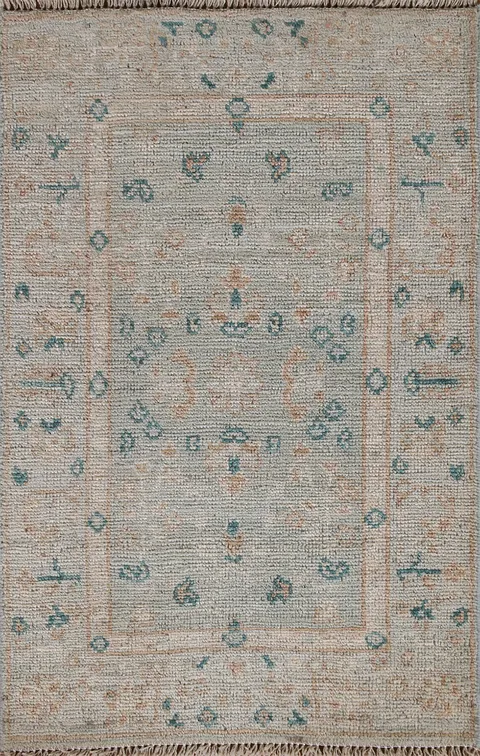 Vegetable Dye Oushak Turkish Rug 2x3