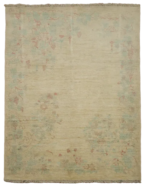 Antique Style Beauty: Delicate Pastel Floral Area Rug 4x5