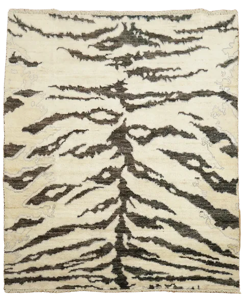 Vegetable Dye Wool Abstract Oriental Area Rug 4x5