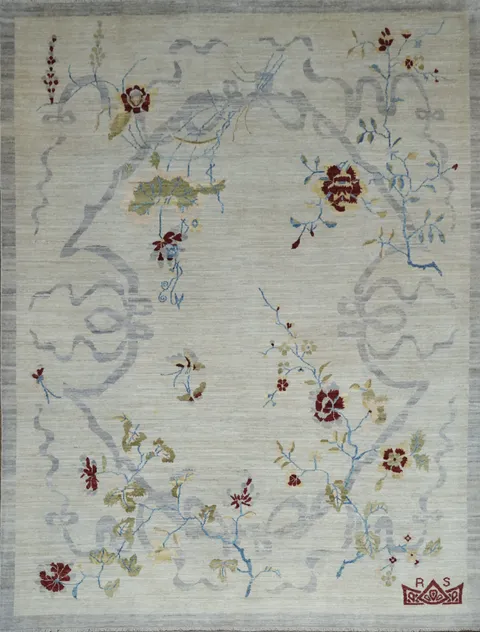 Vegetable Dye Art Deco Oriental Area Rug 9x12