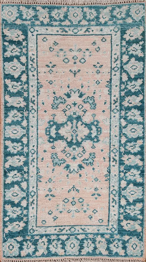 Vegetable Dye Oushak Turkish Wool Rug 2x4