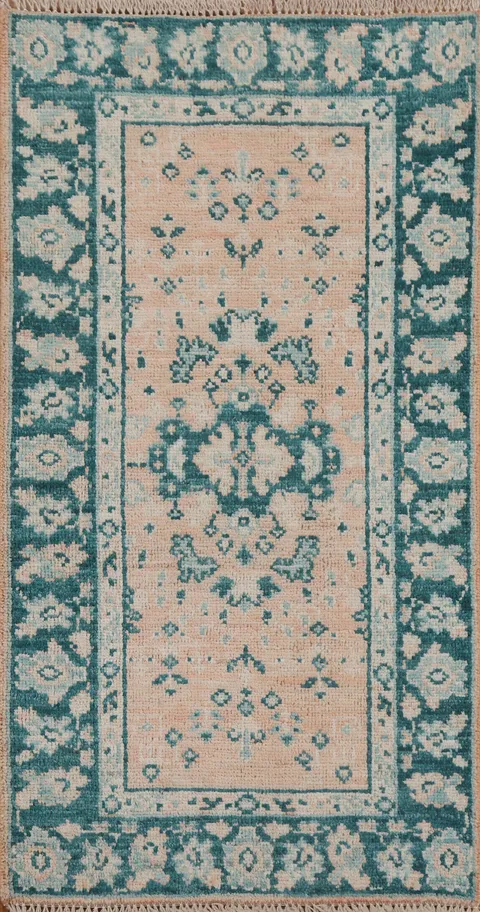 Vegetable Dye Oushak Turkish Area Rug 2x4