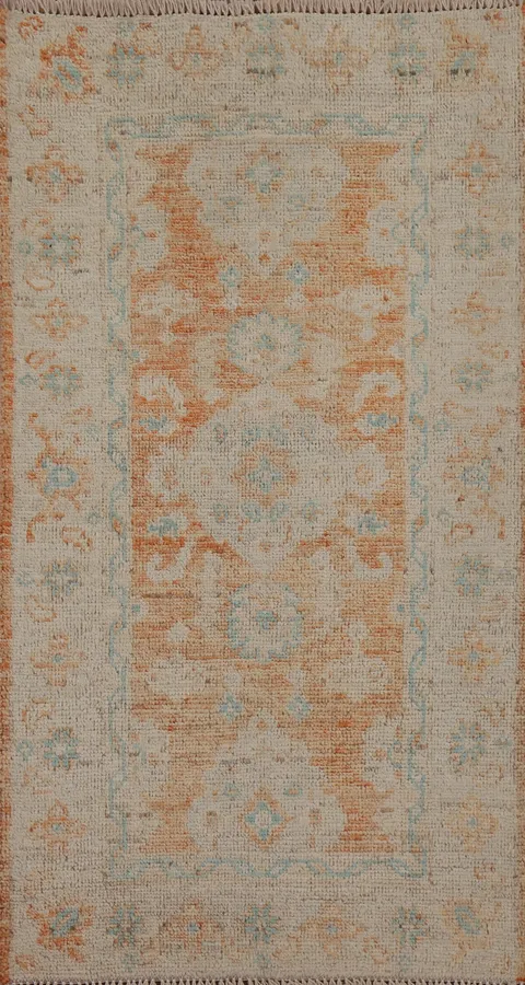 Vegetable Dye Oushak Turkish Wool Rug 2x4