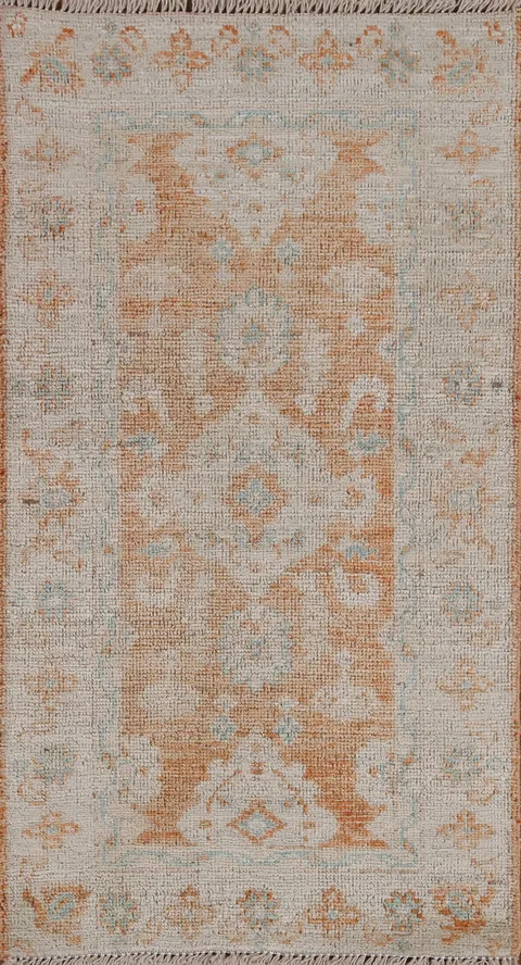Muted Oushak Turkish Wool Rug 2x4