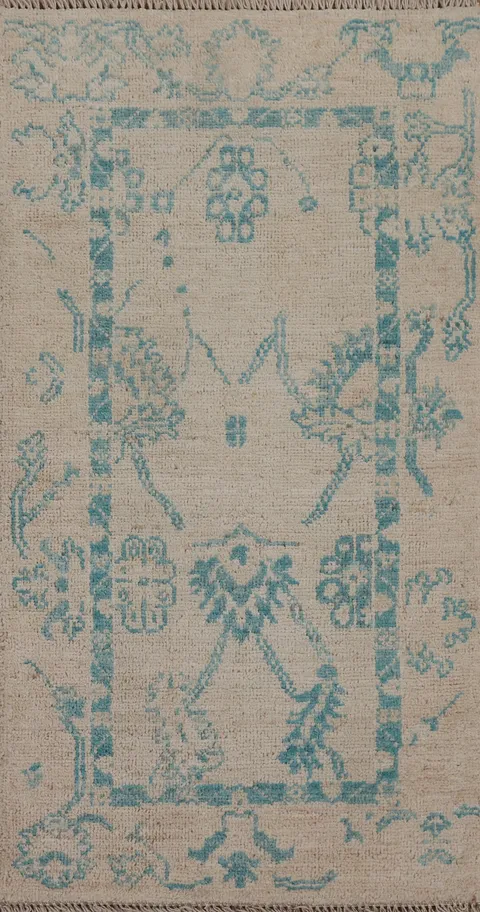 Muted Oushak Oriental Wool Rug 2x4