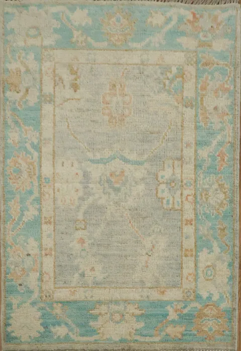 Vegetable Dye Oushak Turkish Area Rug 2x3