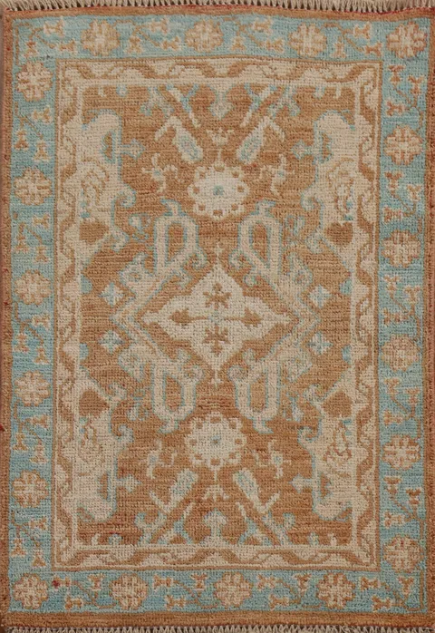 Orange Wool Oushak Oriental Area Rug 2x3