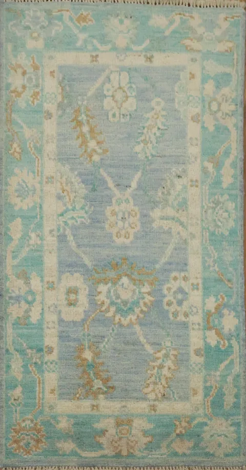 Floral Wool Oushak Oriental Rug 2x4