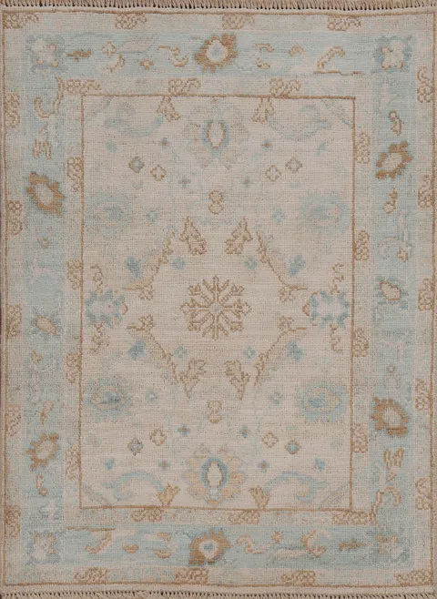 Geometric Oushak Oriental Wool Rug 3x4