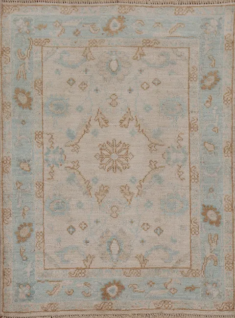 Hand-Knotted Oushak Oriental Area Rug 3x4