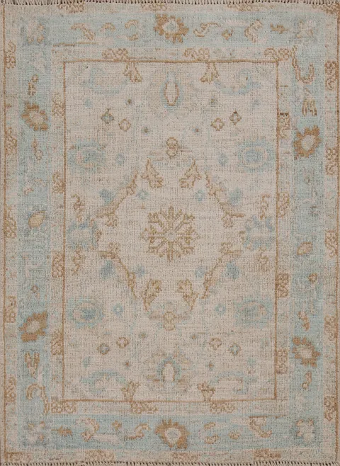 Geometric Wool Oushak Oriental Area Rug 3x4