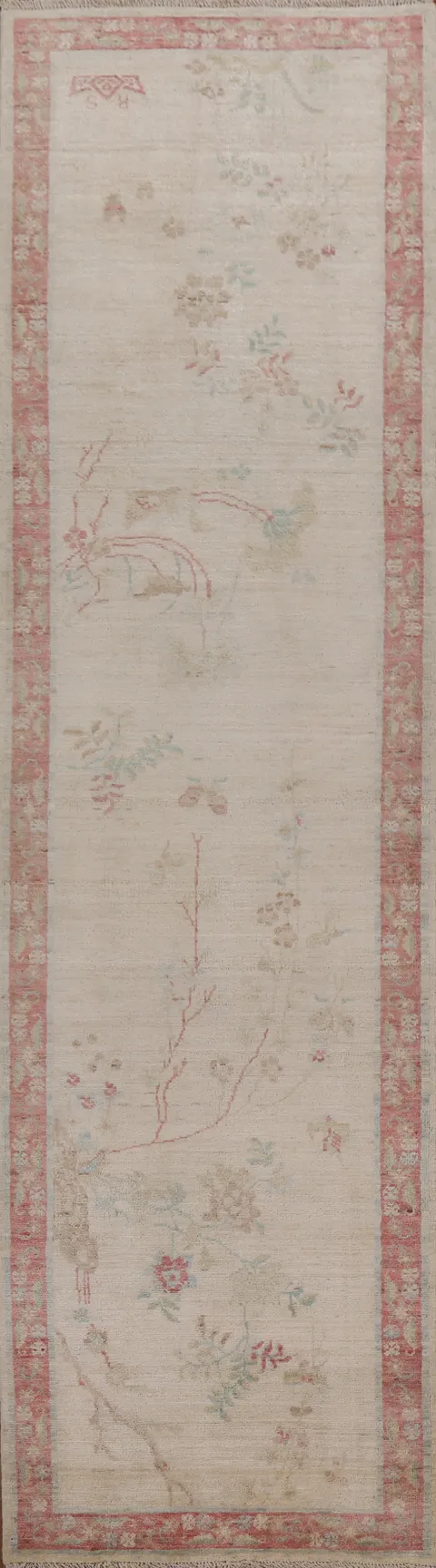 Vegetable Dye Oushak Turkish Runner Rug 3x12